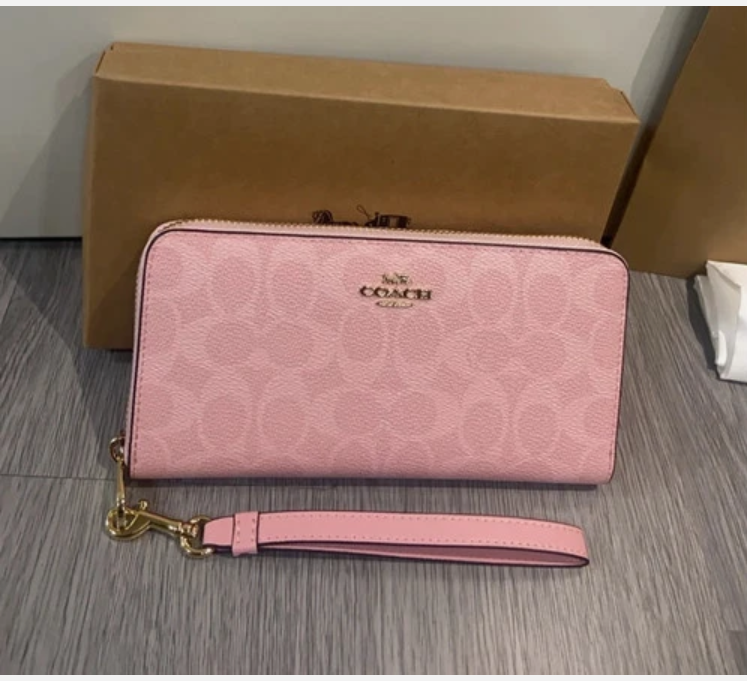 Signature Canvas Long Zip Around Wallet CW778 – Powder Pink