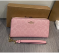 Signature Canvas Long Zip Around Wallet CW778 – Powder Pink