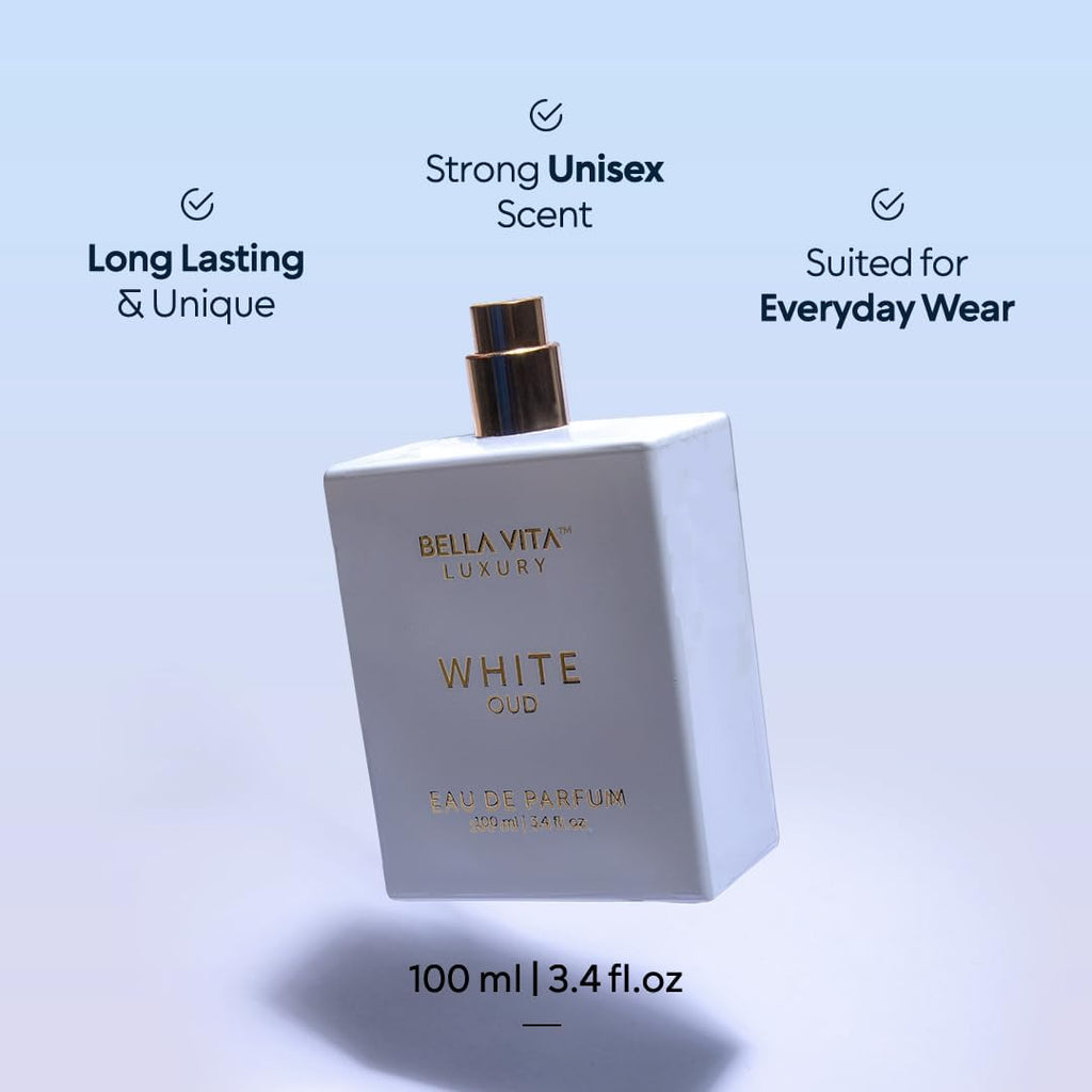 Bellavita Luxury White Oud Eau de Parfum 100ml – Long-Lasting Unisex Fragrance with Fruity, Artemisia Lemon, Freesia & Tobacco Notes | Perfume for Men & Women