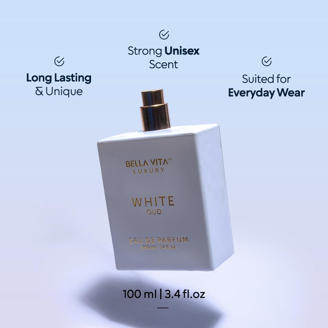 Bellavita Luxury White Oud Eau de Parfum 100ml – Long-Lasting Unisex Fragrance with Fruity, Artemisia Lemon, Freesia & Tobacco Notes | Perfume for Men & Women