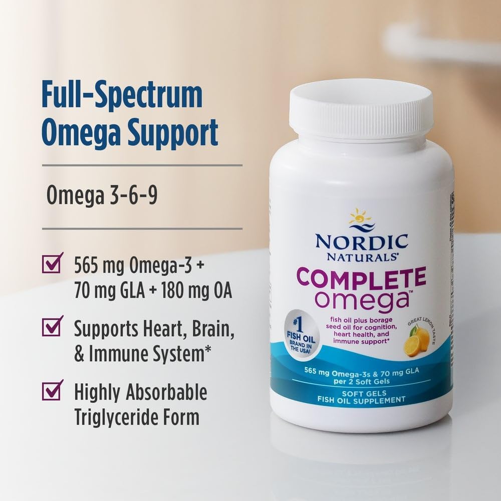 Nordic Naturals Complete Omega-3 EPA DHA GLA Lemon 180 Softgels