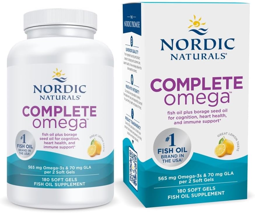 Nordic Naturals Complete Omega-3 EPA DHA GLA Lemon 180 Softgels