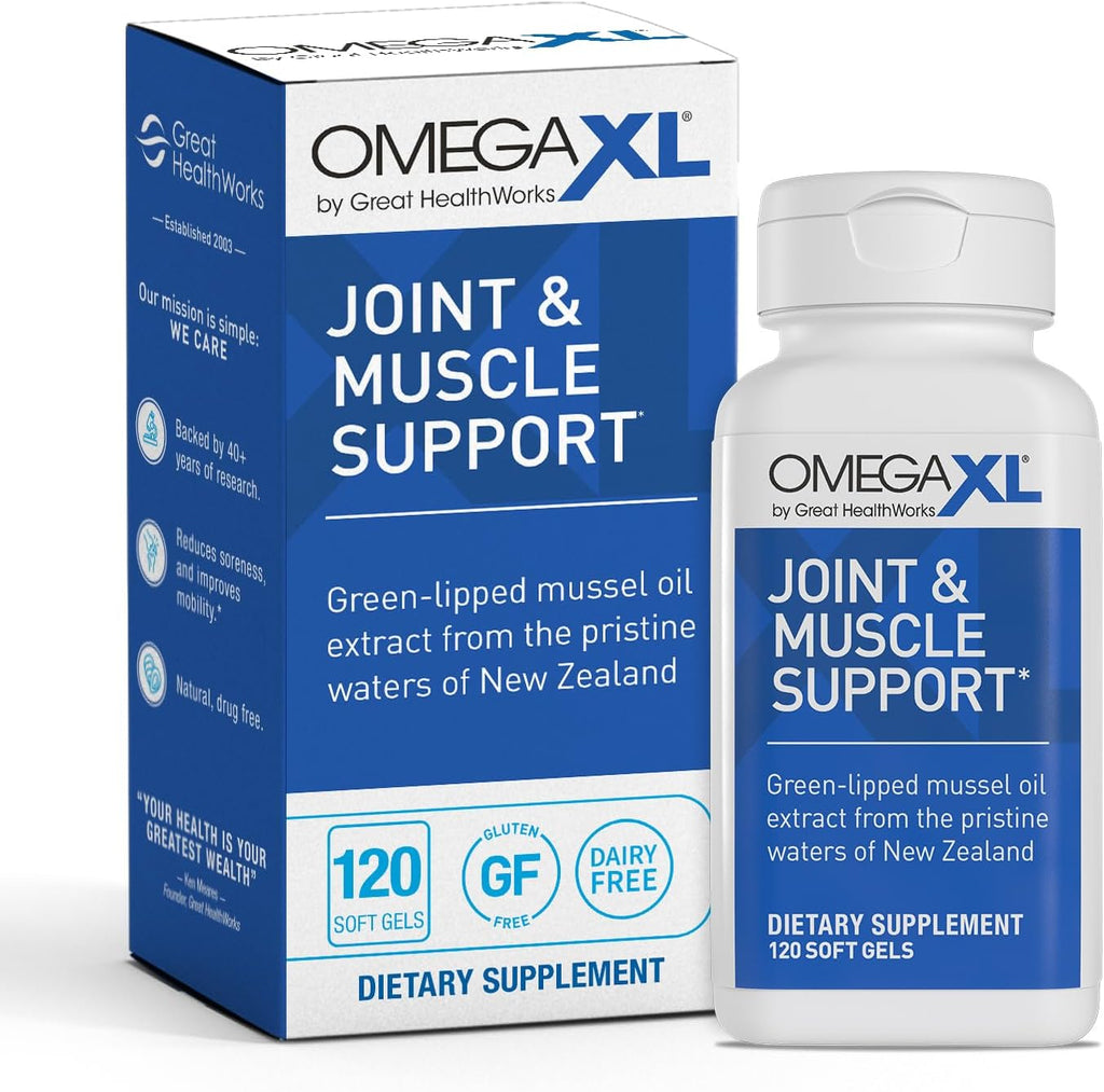 OmegaXL Joint Support Supplement Green Lipped Mussel Oil 120 Count