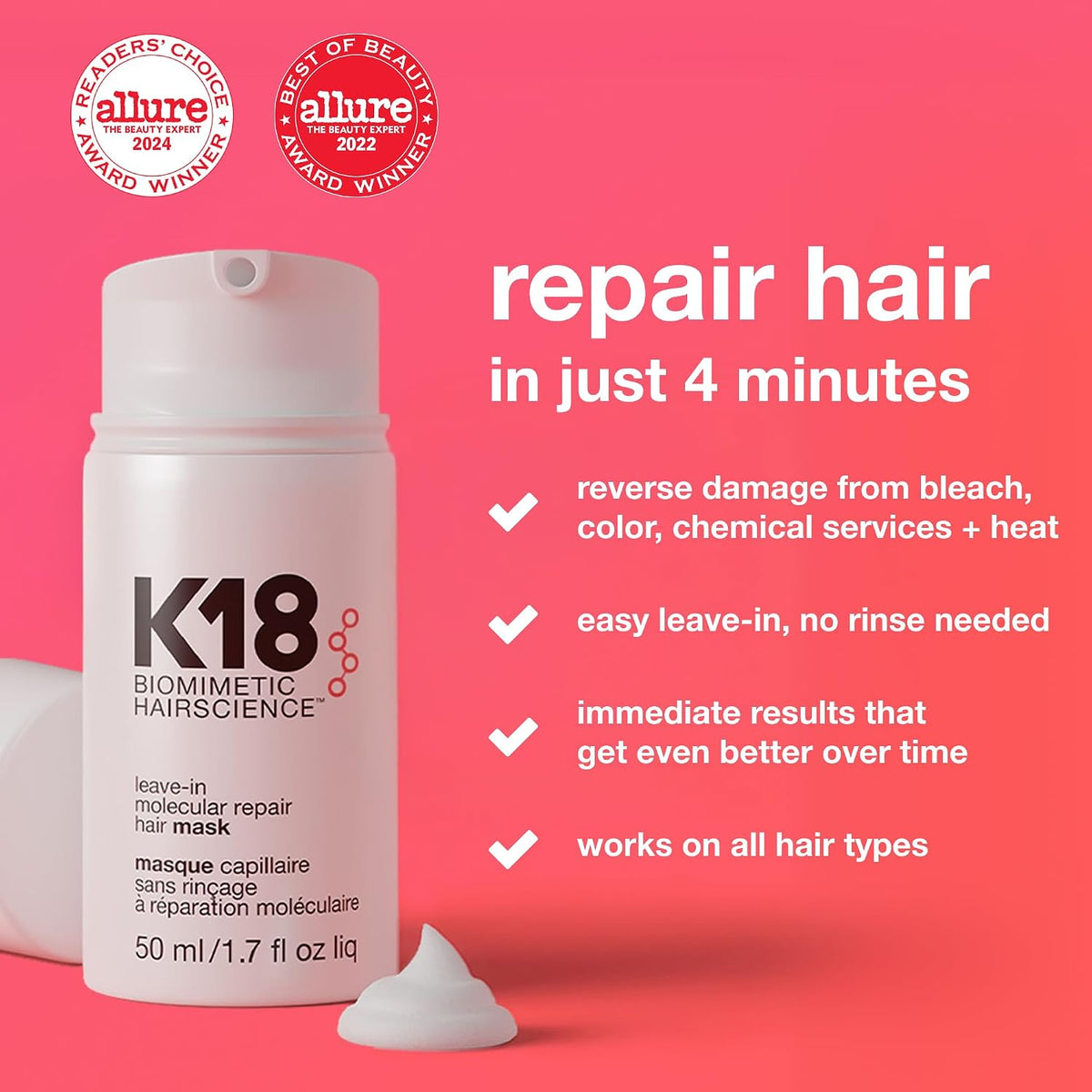 K18 Leave-In Molecular Repair Hair Mask 1.7oz