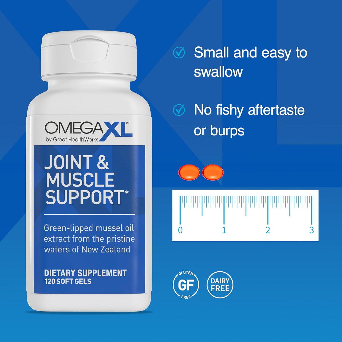 OmegaXL Joint Support Supplement Green Lipped Mussel Oil 120 Count