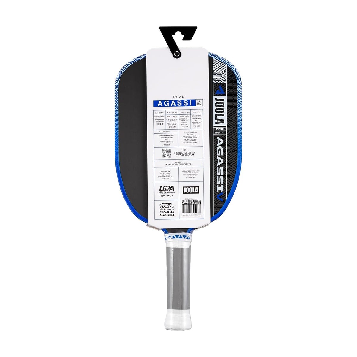 JOOLA Andre Agassi Pro V Royal Blue 16mm Pickleball Paddle