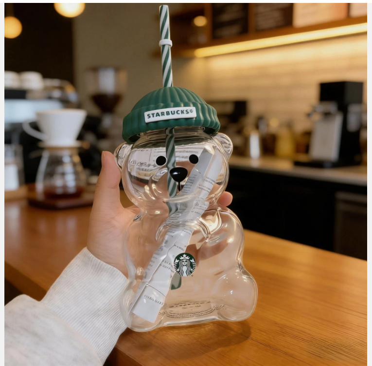 Starbucks Bearista Bear Glass Cold Cup – Limited Edition Collectible
