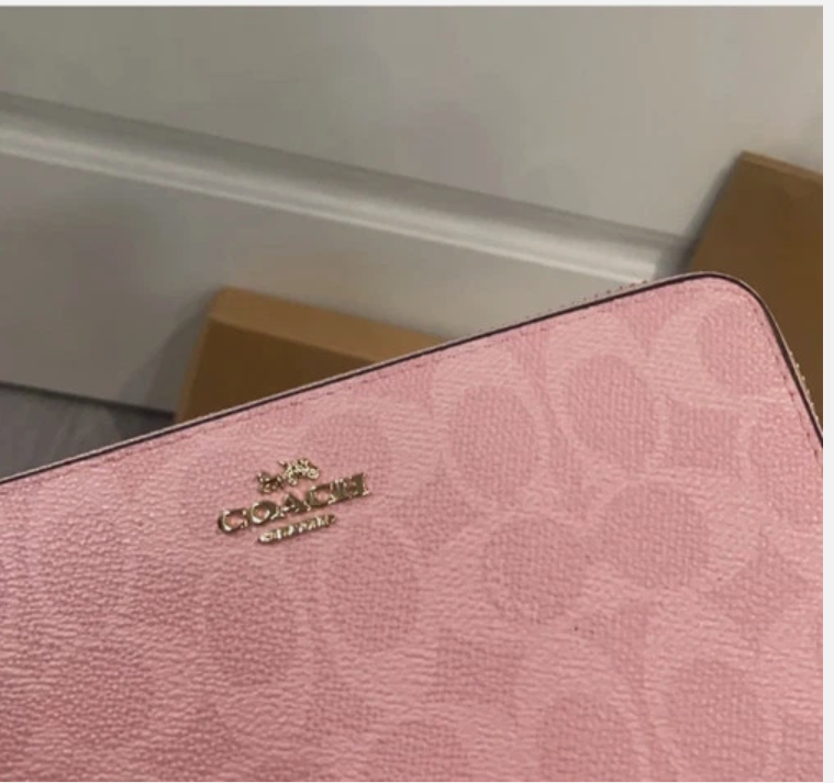 Signature Canvas Long Zip Around Wallet CW778 – Powder Pink