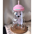 2026 Starbucks Bearista Pink Bear Glass Tumbler 20oz with Straw