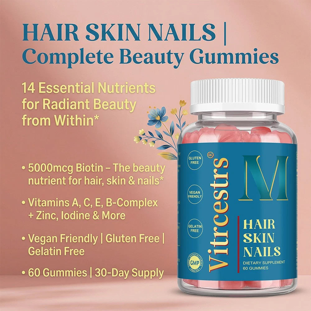Biotin 5000mcg Vegan Gummies Hair Skin Nails Supplement