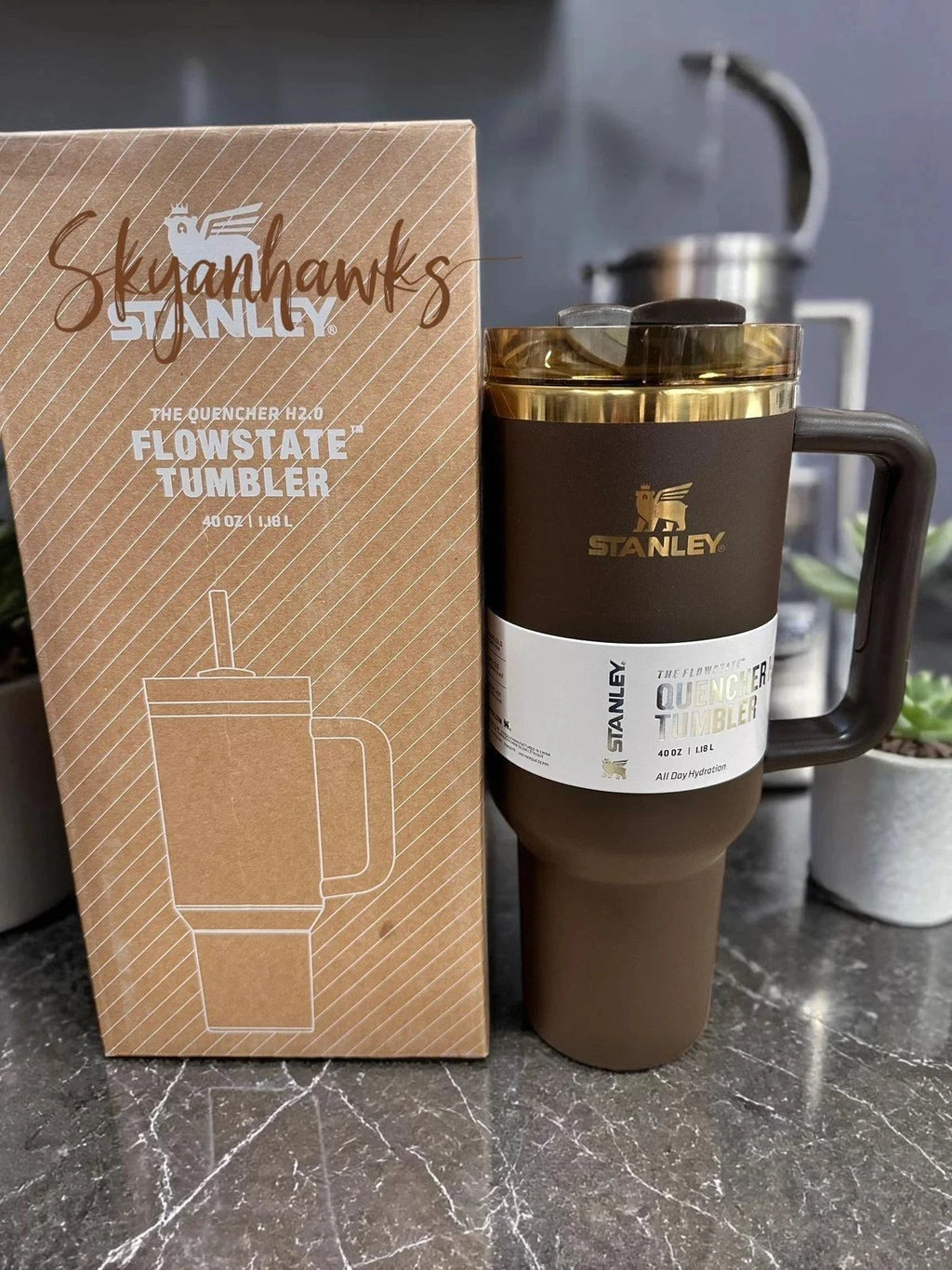 Stanley Chocolate Gold Quencher H2.0 FlowState Tumbler 40 oz – Factory Sealed