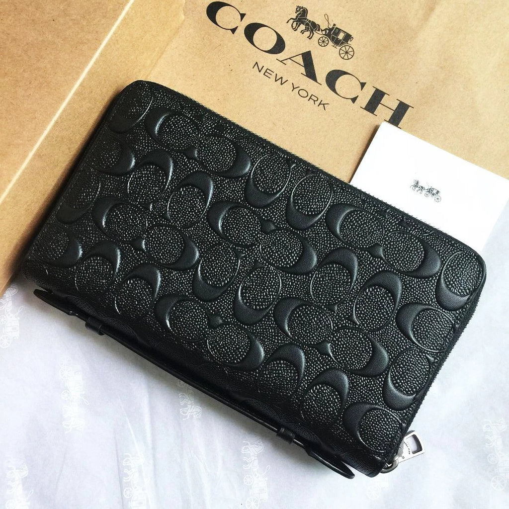 Coach Men's Travel Organizer Double Zip Mahogany Signature 93425