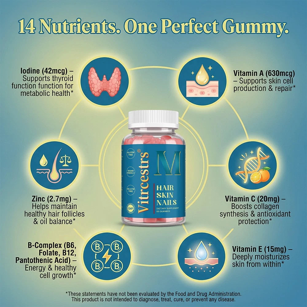 Biotin 5000mcg Vegan Gummies Hair Skin Nails Supplement