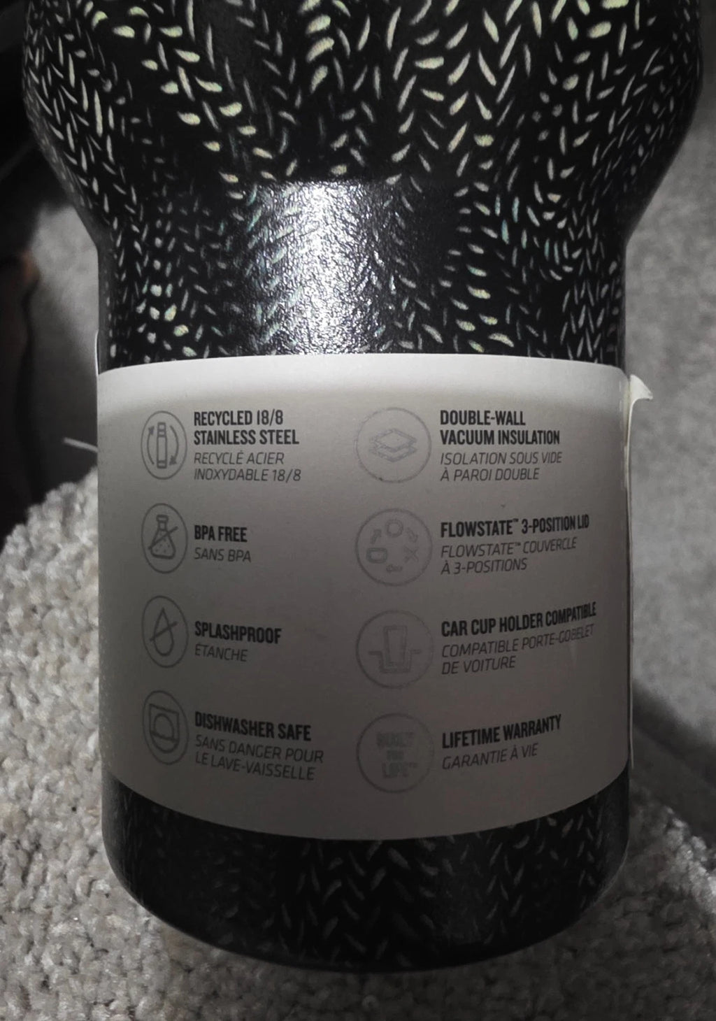 Stanley Quencher H2.0 40oz Black Serpent Insulated Tumbler with Handle & Straw