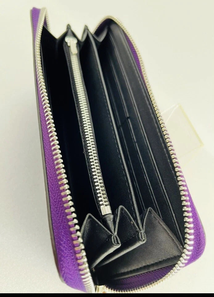 COACH C4452 Signature Zip-Around Long Wallet – Purple, New with Tags