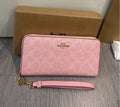 Coach Long Zip Around Wallet Signature Canvas CW778 Pink