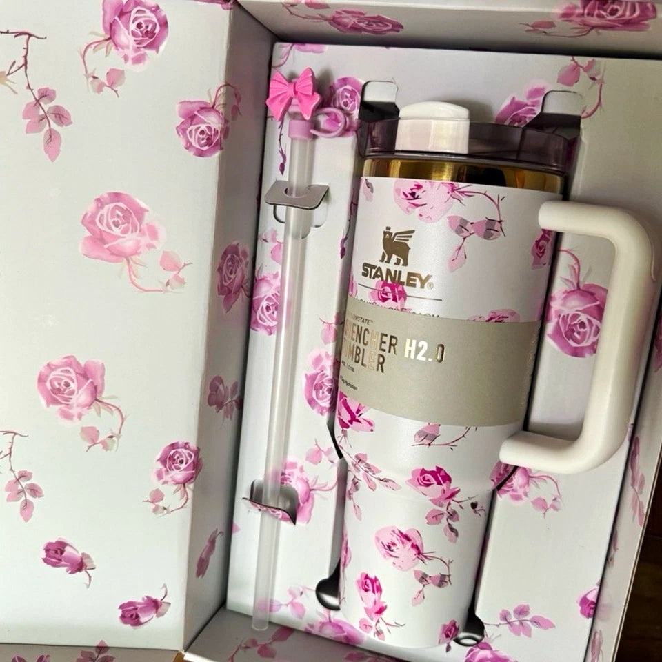 Stanley x LoveShackFancy Rosa Pink Floral Quencher H2.0 40oz