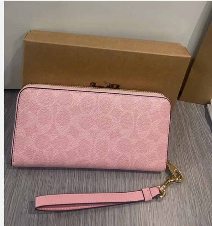 Signature Canvas Long Zip Around Wallet CW778 – Powder Pink